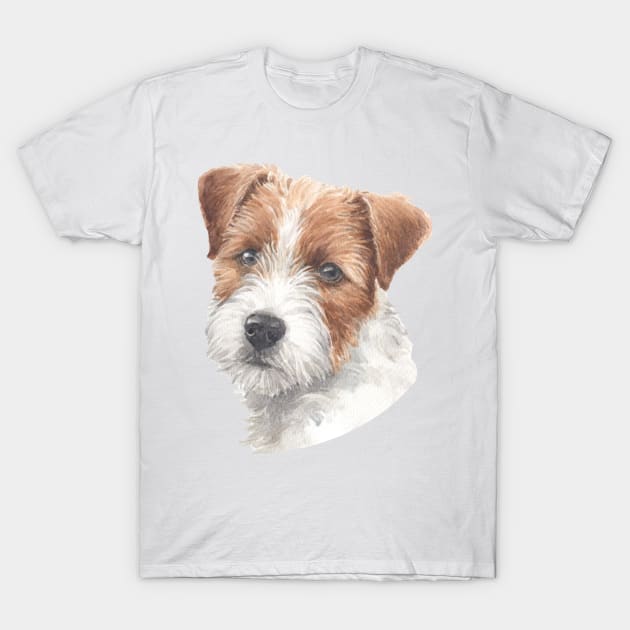 Cute Rough Coated Jack Russell Terrier Watercolor Art T-Shirt by doglovershirts